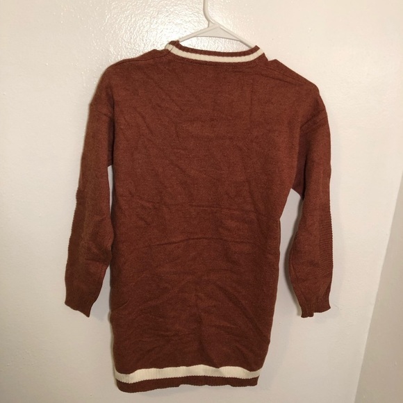 Tunic Sweater Dress Rust Brown White Stripe - Picture 8 of 8